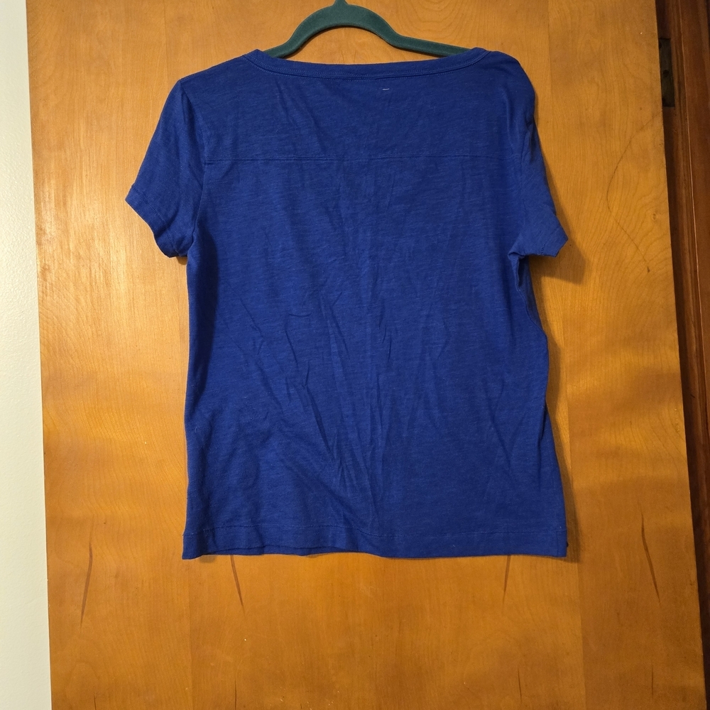 Victoria's Secret PINK Logo V-Neck Blue T-Shirt Size M - Picture 2 of 5